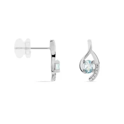 Histoire d'Or Boucles D'oreilles Sagesse Or Blanc Topaze Oxyde* Boucles D'Oreilles|Clous D'Oreilles