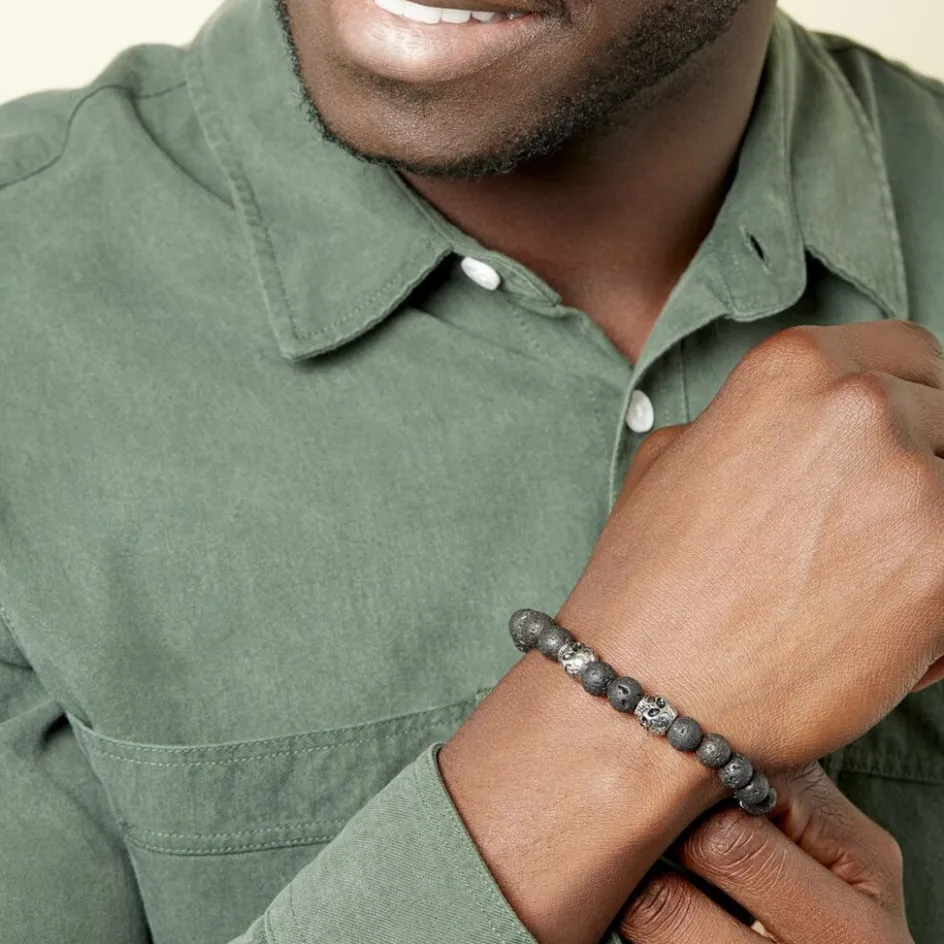 Histoire d'Or Bracelet Acier Blanc Hantz Pierre De Lave* Bracelets|Bracelets Fantaisie