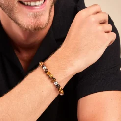 Histoire d'Or Bracelet Adonis Acier Blanc Oeil De Tigre* Bracelets|Bracelets Fantaisie