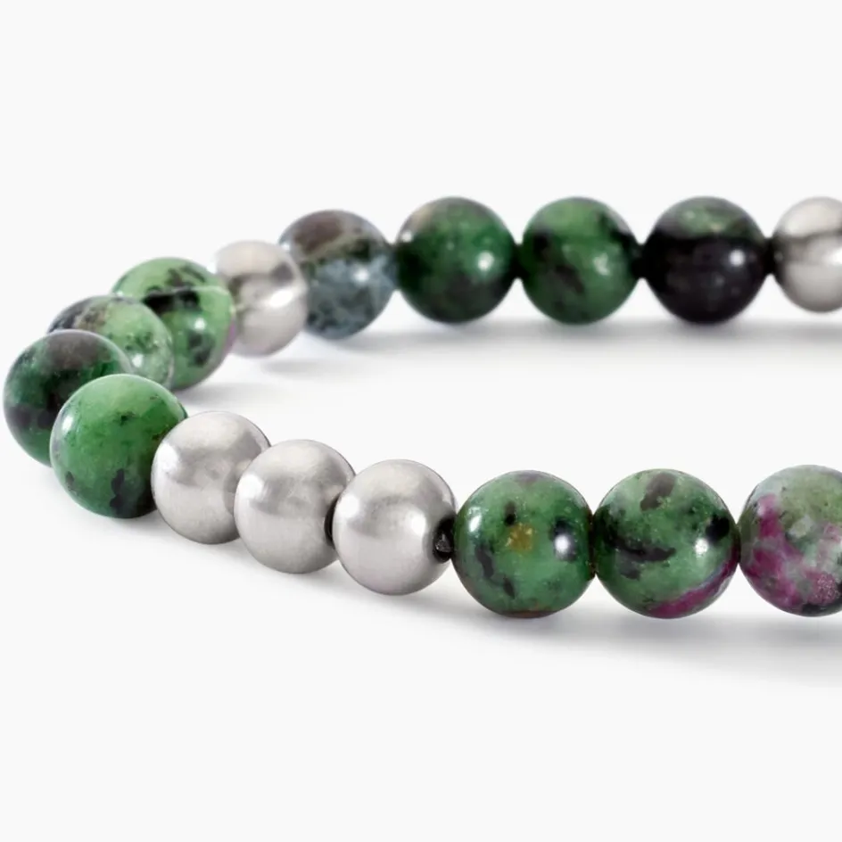 Outlet Histoire d'Or Bracelet Adonis Acier Blanc Unakite acier blanc unakite vert