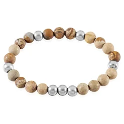 Histoire d'Or Bracelet Adonis Acier Blanc Jaspe Africain* Bracelets|Bracelets Fantaisie