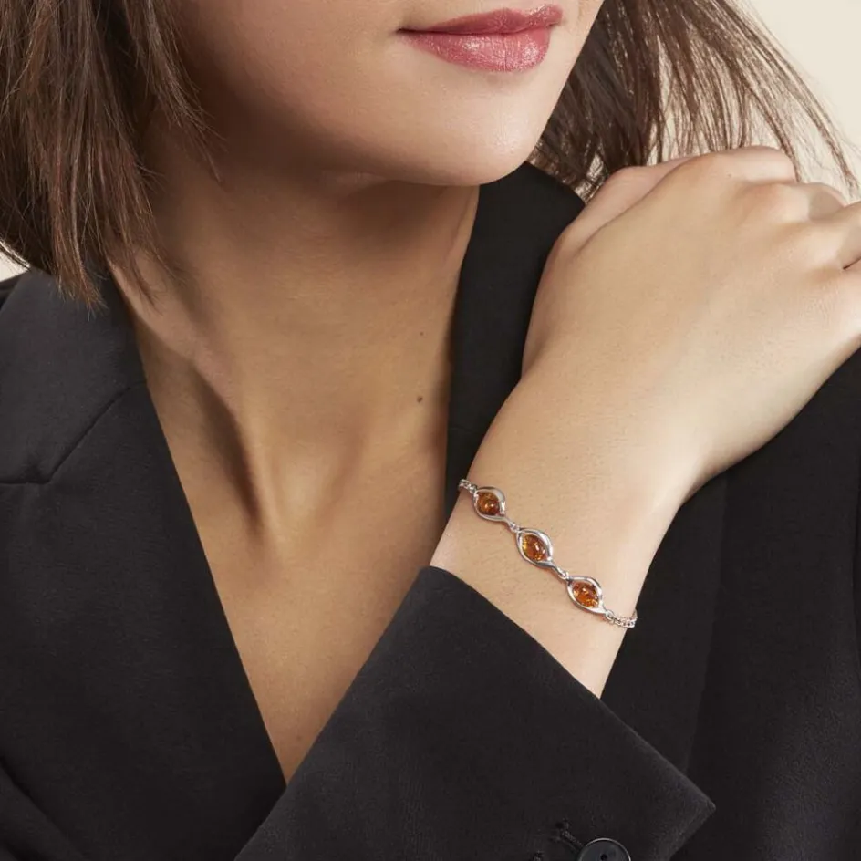 Discount Histoire d'Or Bracelet Argent Blanc Mounyaae Ambre