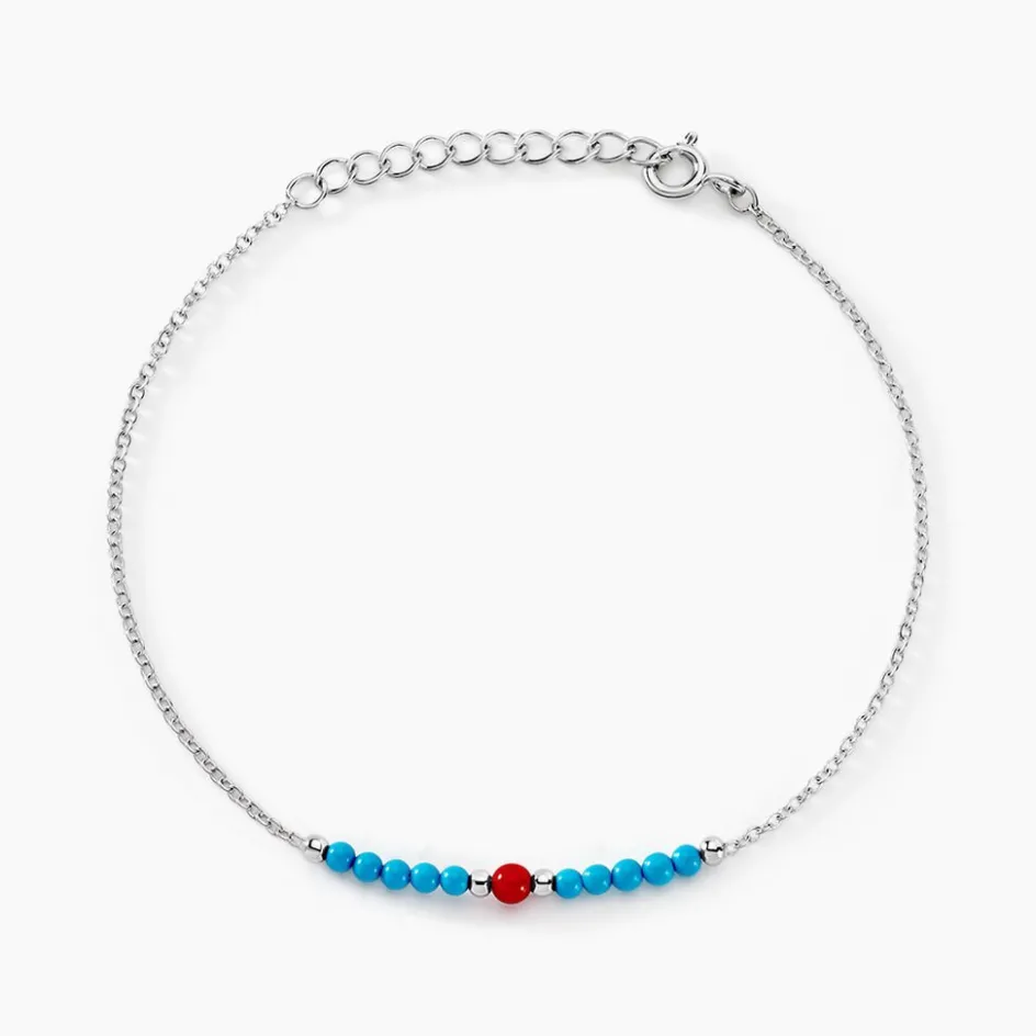 Histoire d'Or Bracelet Behati Argent Blanc Corail Turquoise* Bracelets|Bracelets Fantaisie