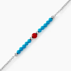 Histoire d'Or Bracelet Behati Argent Blanc Corail Turquoise* Bracelets|Bracelets Fantaisie