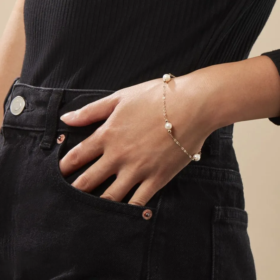 Best Histoire d'Or Bracelet Cannelle Or Jaune Perle De Culture