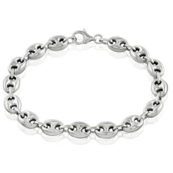 Outlet Histoire d'Or Bracelet Carrus Maille Grain De Cafe Argent Blanc