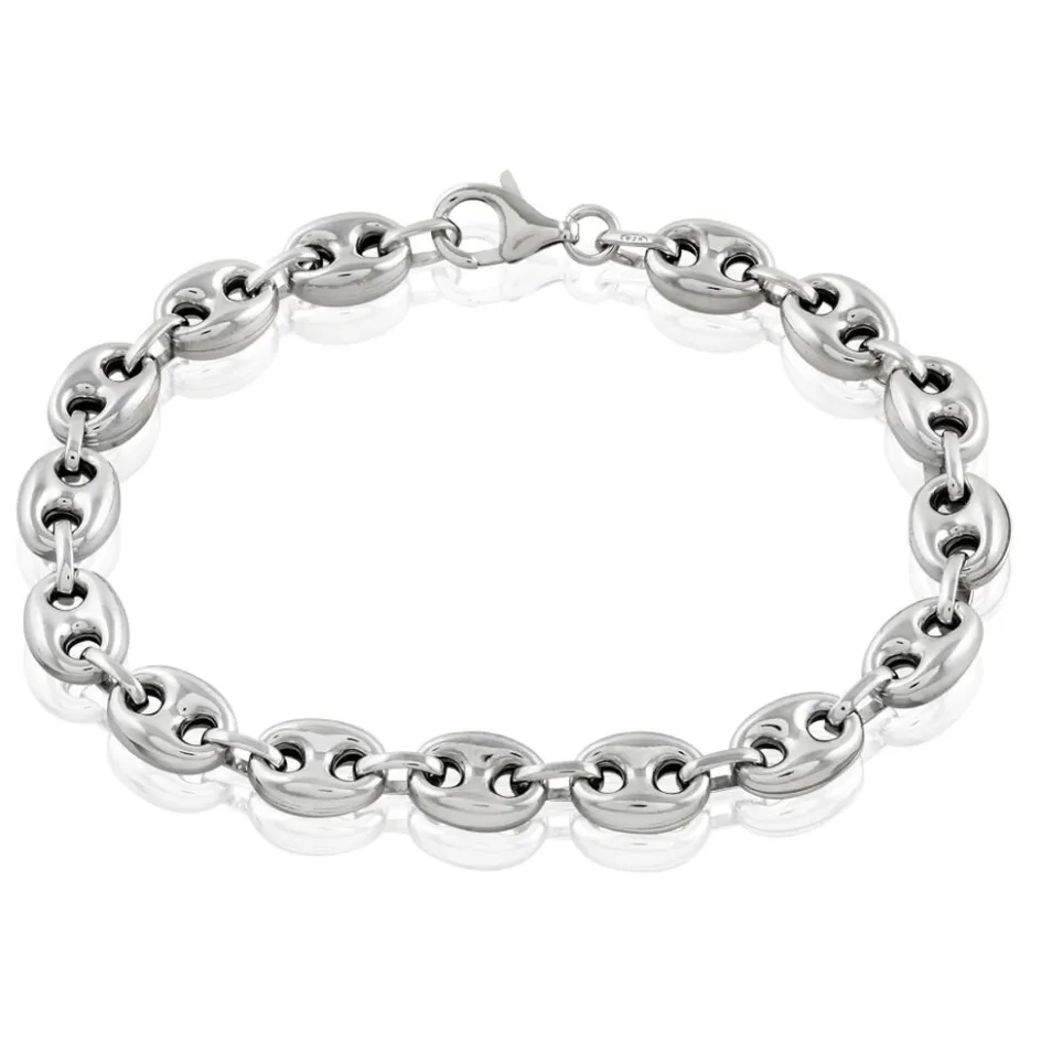 Outlet Histoire d'Or Bracelet Carrus Maille Grain De Cafe Argent Blanc