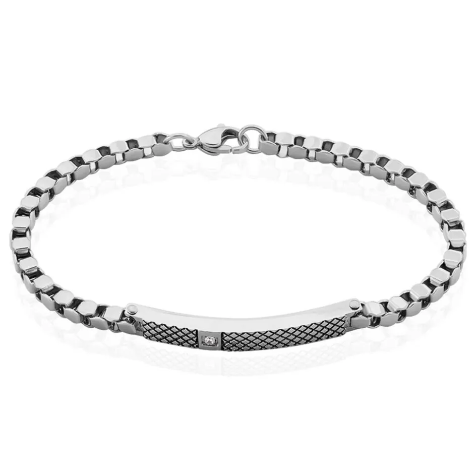 Clearance Histoire d'Or Bracelet Clement Acier Blanc Oxyde De Zirconium