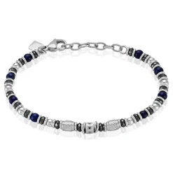 Best Histoire d'Or Bracelet Cliff Acier Gris Agate Hématite Oxyde De Zirconium acier gris agate bleu