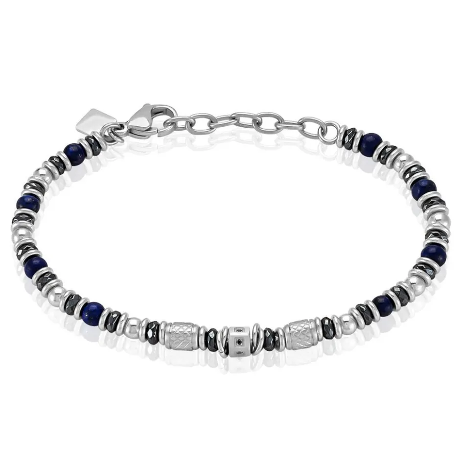Best Histoire d'Or Bracelet Cliff Acier Gris Agate Hématite Oxyde De Zirconium acier gris agate bleu