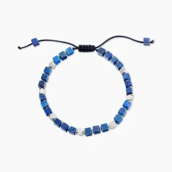 Histoire d'Or Bracelet Cusco Acier Blanc Lapis Lazuli acier blanc lapis lazuli bleu