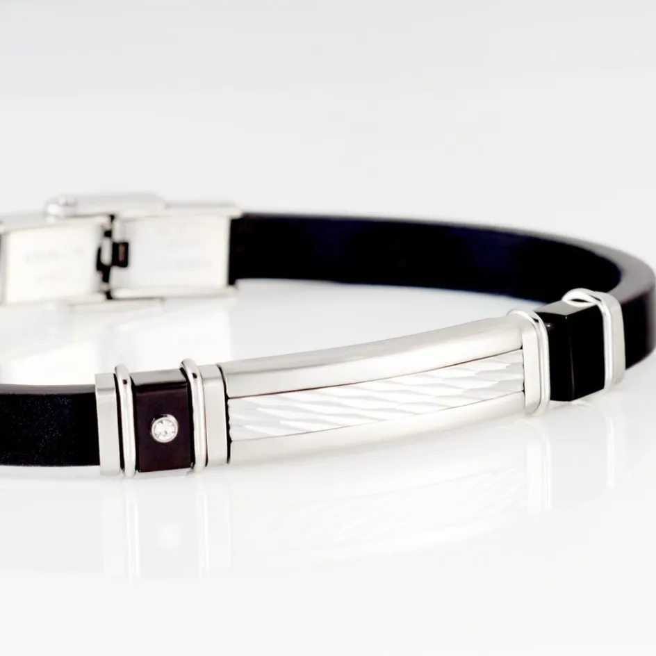 Histoire d'Or Bracelet Eric Acier Blanc Pierre De Synthese