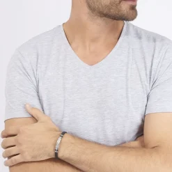 Histoire d'Or Bracelet Eric Acier Blanc Pierre De Synthese