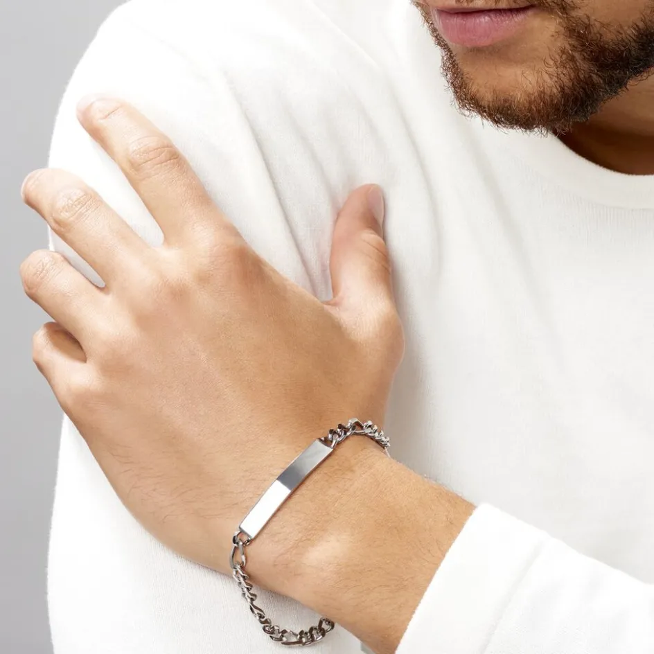 Discount Histoire d'Or Bracelet Identité Jimmy acier blanc