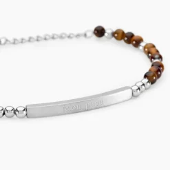 Histoire d'Or Bracelet Identité Acier Blanc Boules Sebastino 艙il De Tigre* Bracelets|Gourmettes