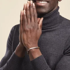 Histoire d'Or Bracelet Identité Acier Blanc Boules Sebastino 艙il De Tigre* Bracelets|Gourmettes