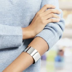 Discount Histoire d'Or Bracelet Jonc Aissa Acier Blanc acier argenté