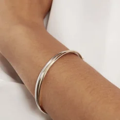 Best Histoire d'Or Bracelet Jonc Catalin 2 Fils Flexibles Or Bicolore