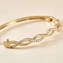 Histoire d'Or Bracelet Jonc Imae Plaqué Or Jaune Oxyde De Zirconium