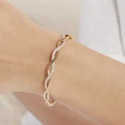 Histoire d'Or Bracelet Jonc Imae Plaqué Or Jaune Oxyde De Zirconium