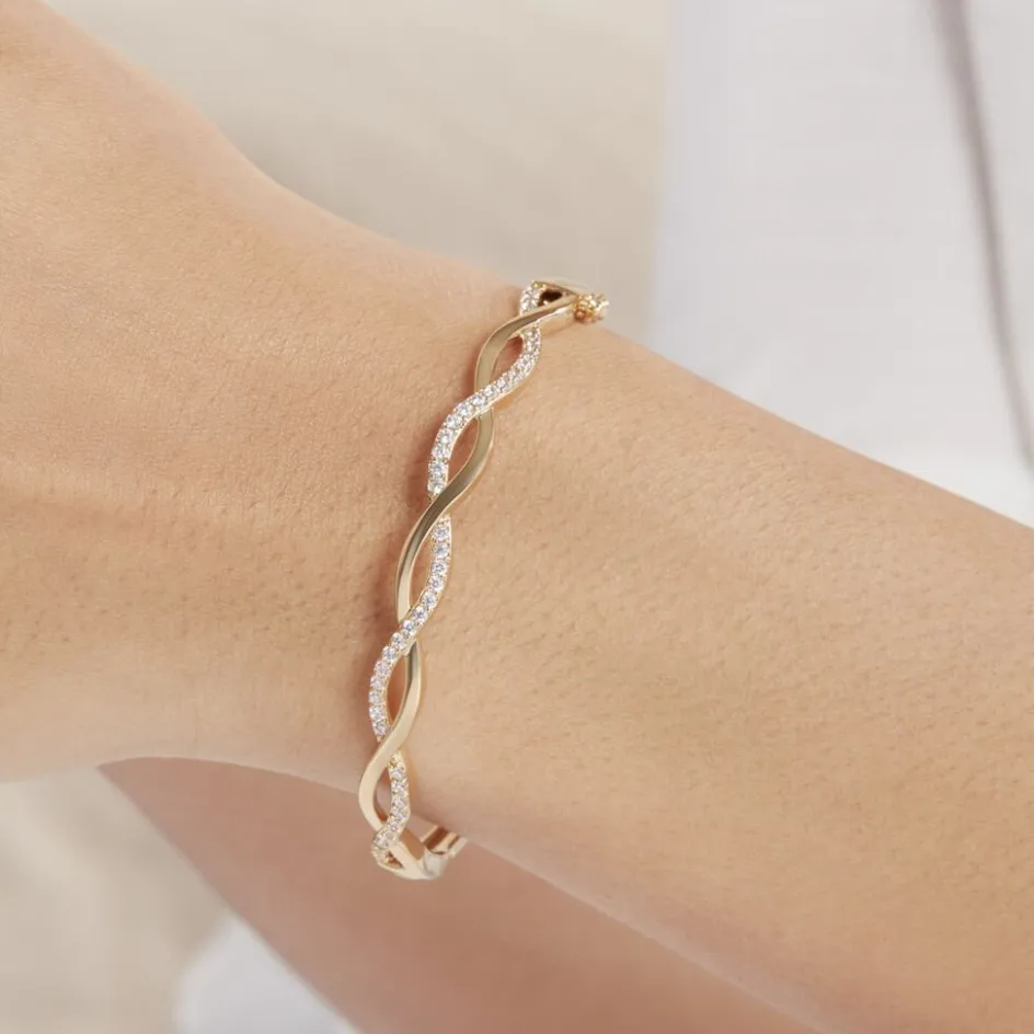 Histoire d'Or Bracelet Jonc Imae Plaqué Or Jaune Oxyde De Zirconium