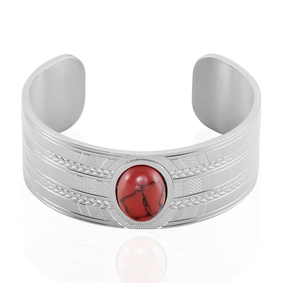 IMAGINE Bracelet Jonc Segolene Acier Blanc Pierre De Synthese* Bracelets|Bracelets Fantaisie