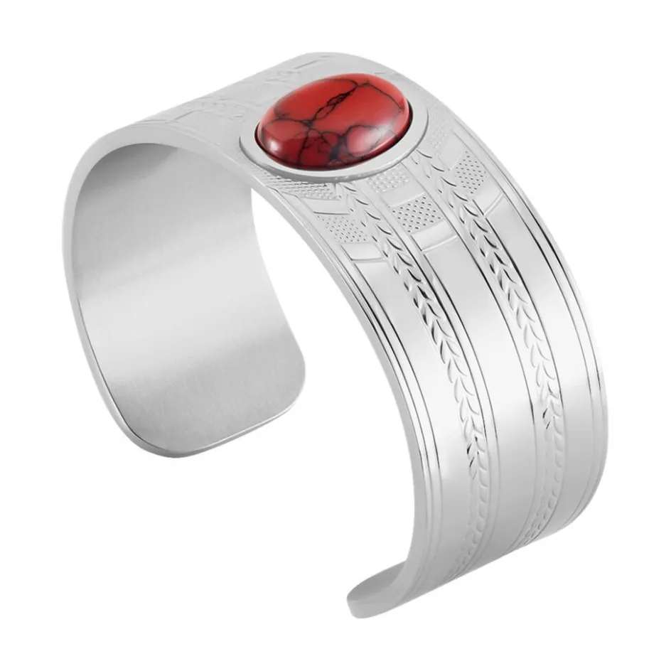 IMAGINE Bracelet Jonc Segolene Acier Blanc Pierre De Synthese* Bracelets|Bracelets Fantaisie