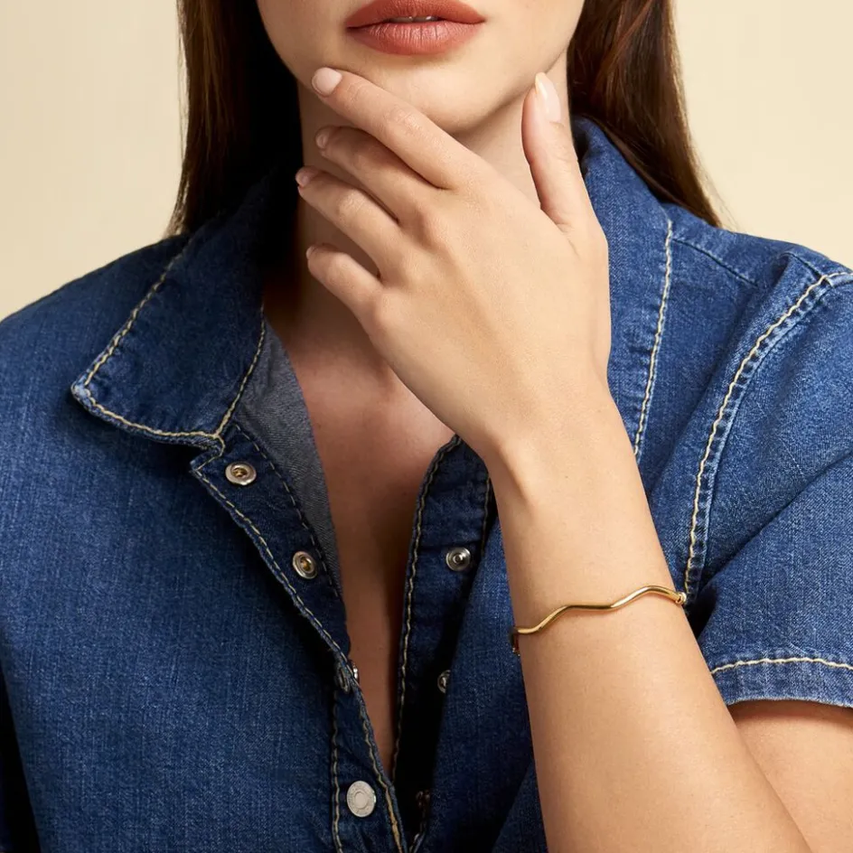 Outlet Histoire d'Or Bracelet Jonc Jennie Ondule Or Jaune