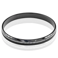 Clearance Histoire d'Or Bracelet Jonc Lola Cera Ceramique Noir Strass Et Céramique