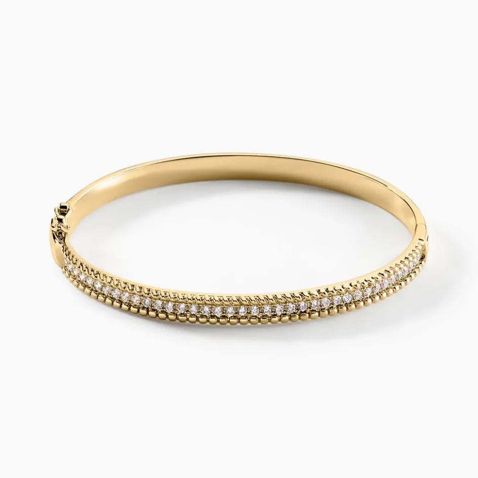 Discount Histoire d'Or Bracelet Jonc Marie-baptistine Plaqué Or Jaune Oxyde De Zirconium