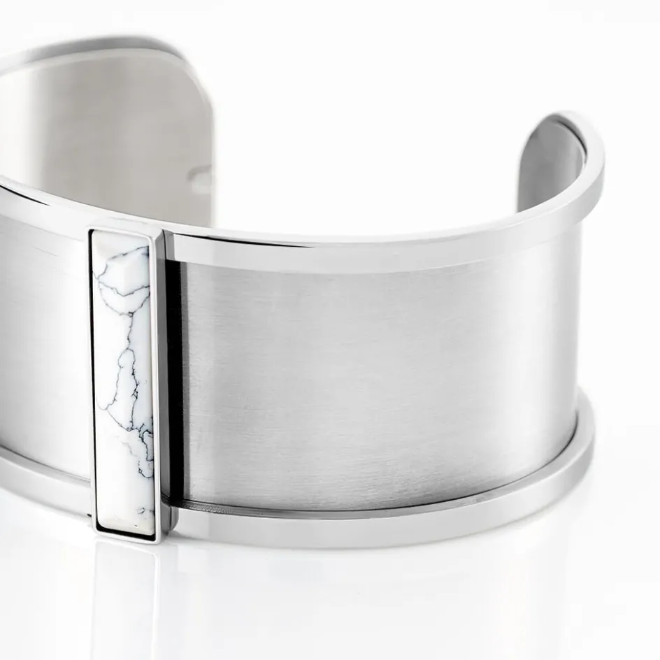 Online IMAGINE Bracelet Jonc Melvyna Acier Blanc Pierre De Synthese