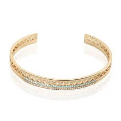 Best Histoire d'Or Bracelet Jonc Zoila Plaqué Or Pierre De Synthese Et Oxyde