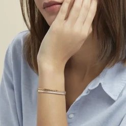 Best Histoire d'Or Bracelet Jonc Zoila Plaqué Or Pierre De Synthese Et Oxyde