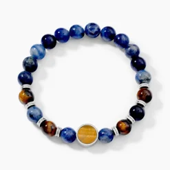 JOURDAN Bracelet Archimedes Acier Argenté Oeil De Tigre Sodalite* Bracelets|Bracelets Fantaisie