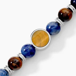 JOURDAN Bracelet Archimedes Acier Argenté Oeil De Tigre Sodalite* Bracelets|Bracelets Fantaisie