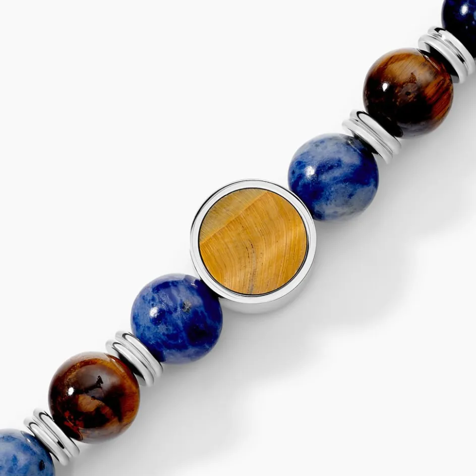 JOURDAN Bracelet Archimedes Acier Argenté Oeil De Tigre Sodalite* Bracelets|Bracelets Fantaisie