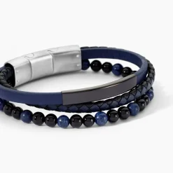 JOURDAN Bracelet Hercule Cuir Multicolore Onyx Lapis Lazuli* Bracelets