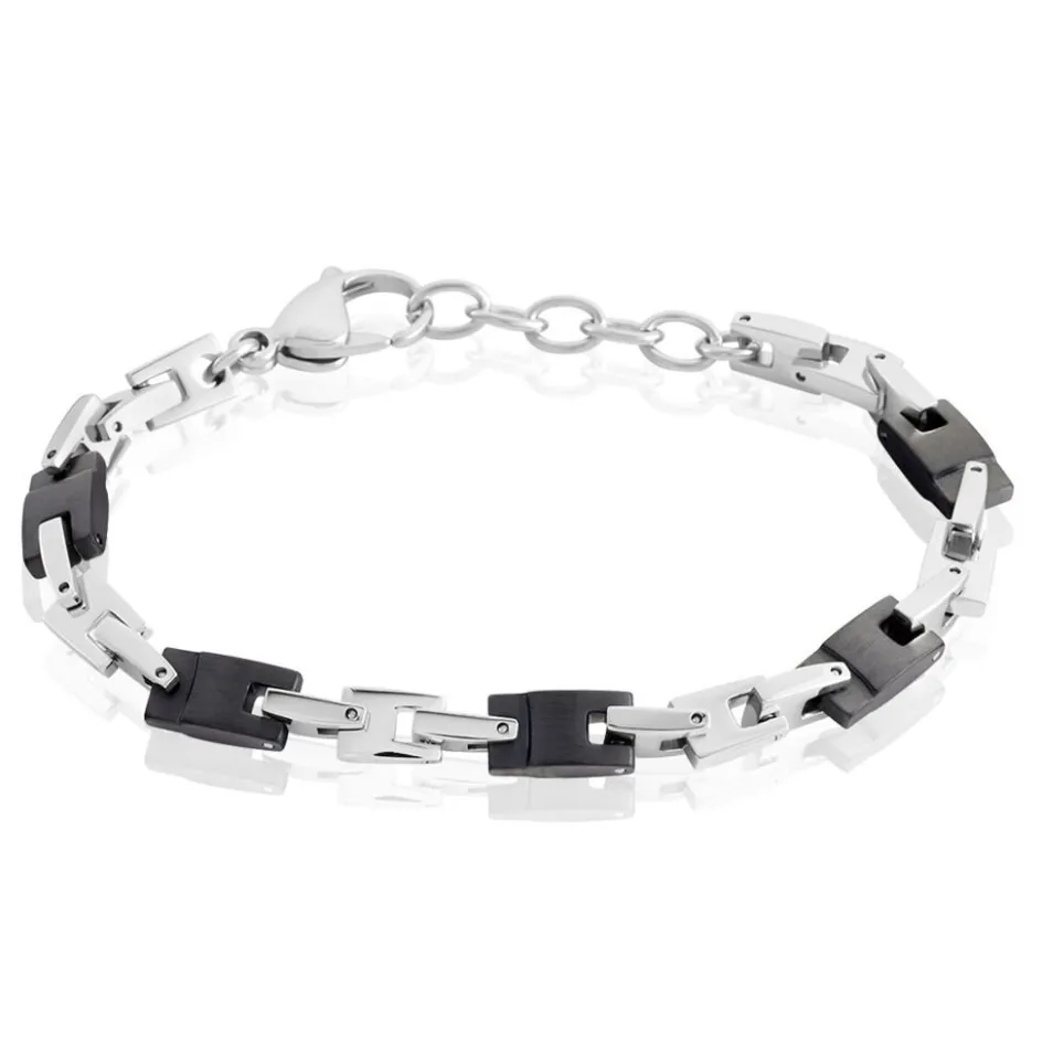 Sale JOURDAN Bracelet Homme Black Beal Acier Argente