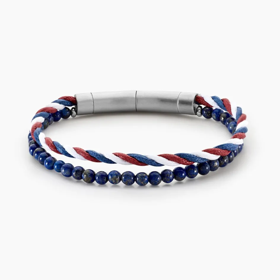 JOURDAN Bracelet Renatus Acier Argenté Lapis Lazuli