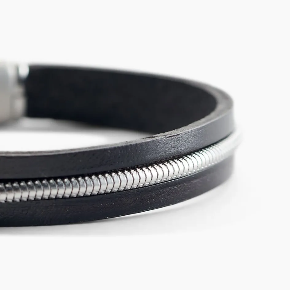 Discount JOURDAN Bracelet Rodney Cuir Noir