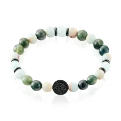 JOURDAN Bracelet Yasur Acier Noir Quartz Amazonite* Bracelets|Bracelets Fantaisie
