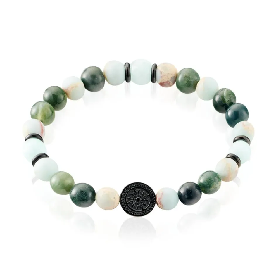 JOURDAN Bracelet Yasur Acier Noir Quartz Amazonite* Bracelets|Bracelets Fantaisie