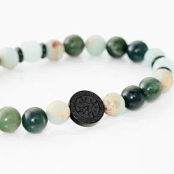 JOURDAN Bracelet Yasur Acier Noir Quartz Amazonite* Bracelets|Bracelets Fantaisie