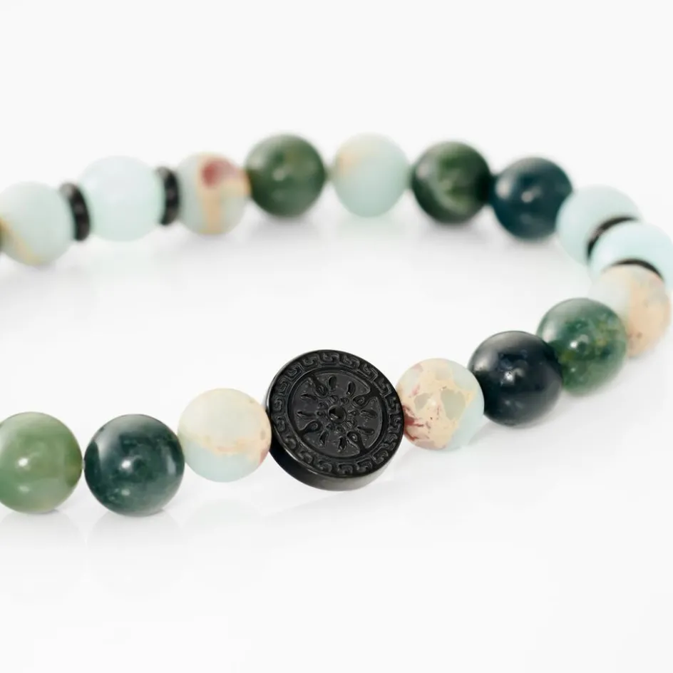JOURDAN Bracelet Yasur Acier Noir Quartz Amazonite* Bracelets|Bracelets Fantaisie