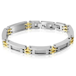 Discount JOURDAN Bracelet Zephir Dore / Blanc acier bicolore