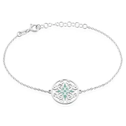 Outlet Histoire d'Or Bracelet Krysia Argent Blanc Email Turquoise