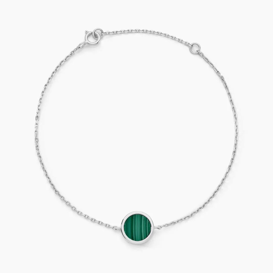 Histoire d'Or Bracelet Lunatique Argent Blanc Malachite Onyx* Bracelets|Bracelets Fantaisie