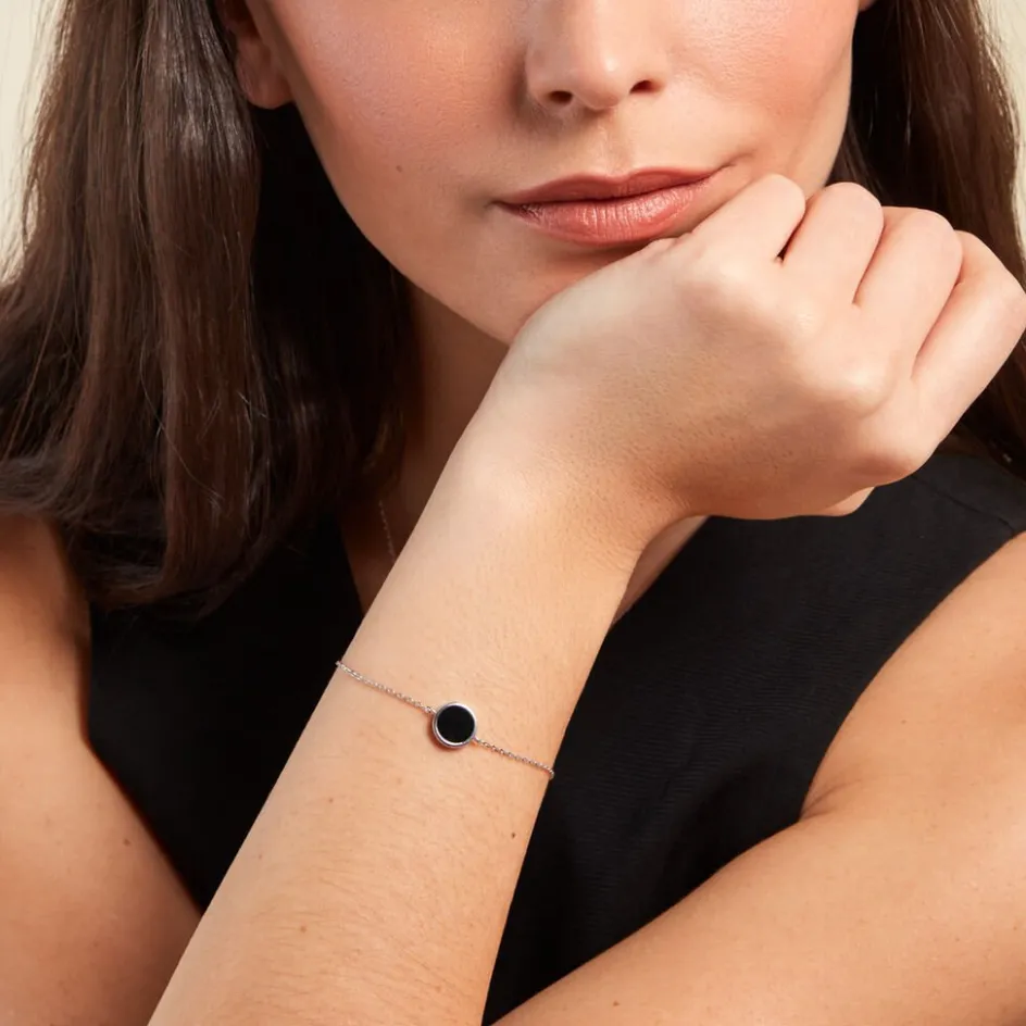 Histoire d'Or Bracelet Lunatique Argent Blanc Malachite Onyx* Bracelets|Bracelets Fantaisie