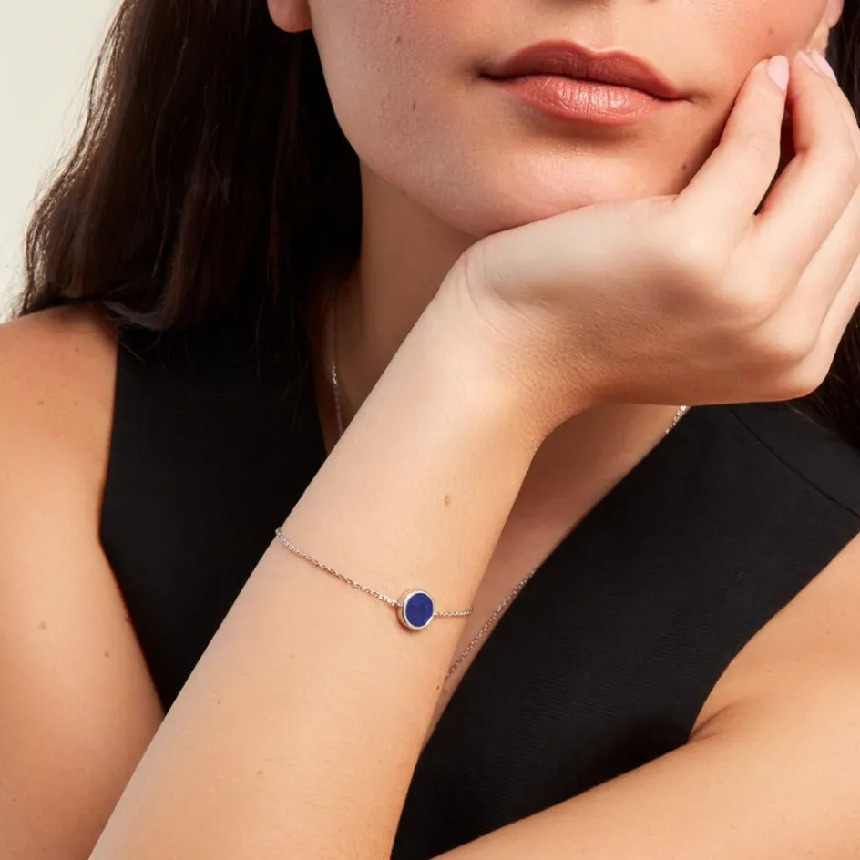 Histoire d'Or Bracelet Lunatique Argent Blanc Lapis Lazuli Nacre* Bracelets|Bracelets Fantaisie