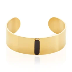Best Histoire d'Or Bracelet Manchette Acier Doré Volcanus Agate